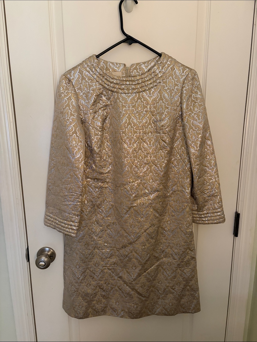 Vintage 1960’s Gold Brocade Shift Dress - Elegant Women's Dress with Pockets